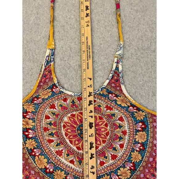 Billabong Cami Top Womens Medium 100% Rayon Halter‎ Bohemian Mandala Floral Pink - Picture 9 of 16